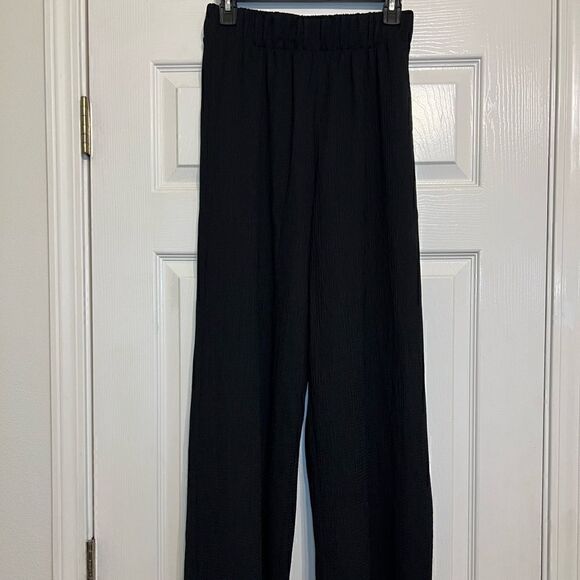 H&M Black Wide leg Pants Size S Like New Condition - Picture 1 of 7